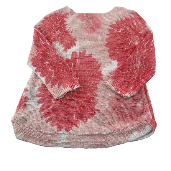 Chicos Red & Pink Floral Print Sweater Size 1 Women's Medium Lightweight - Picture 5 of 5